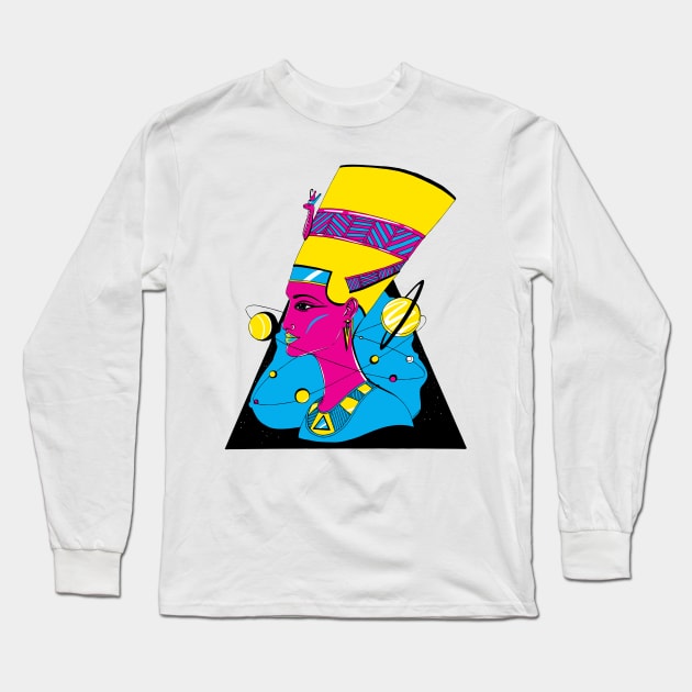 CMYK Nefertiti and The Stars Long Sleeve T-Shirt by kenallouis